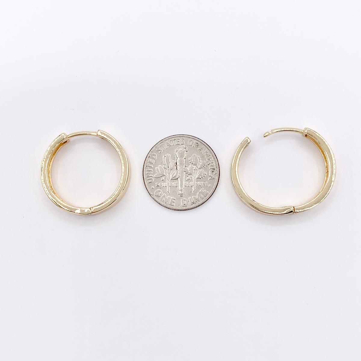 20mm Simple Plain Earring Hoops 18K Gold/Silver Plated Over Brass Earrings 4 PAIRS