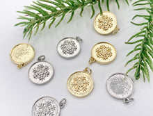 Load image into Gallery viewer, Cute Christmas Snowflake Coin Charm in Real Gold/Silver 18K Plated Over Copper 10 PCS
