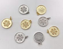 Load image into Gallery viewer, Cute Christmas Snowflake Coin Charm in Real Gold/Silver 18K Plated Over Copper 10 PCS
