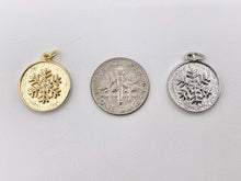 Load image into Gallery viewer, Cute Christmas Snowflake Coin Charm in Real Gold/Silver 18K Plated Over Copper 10 PCS
