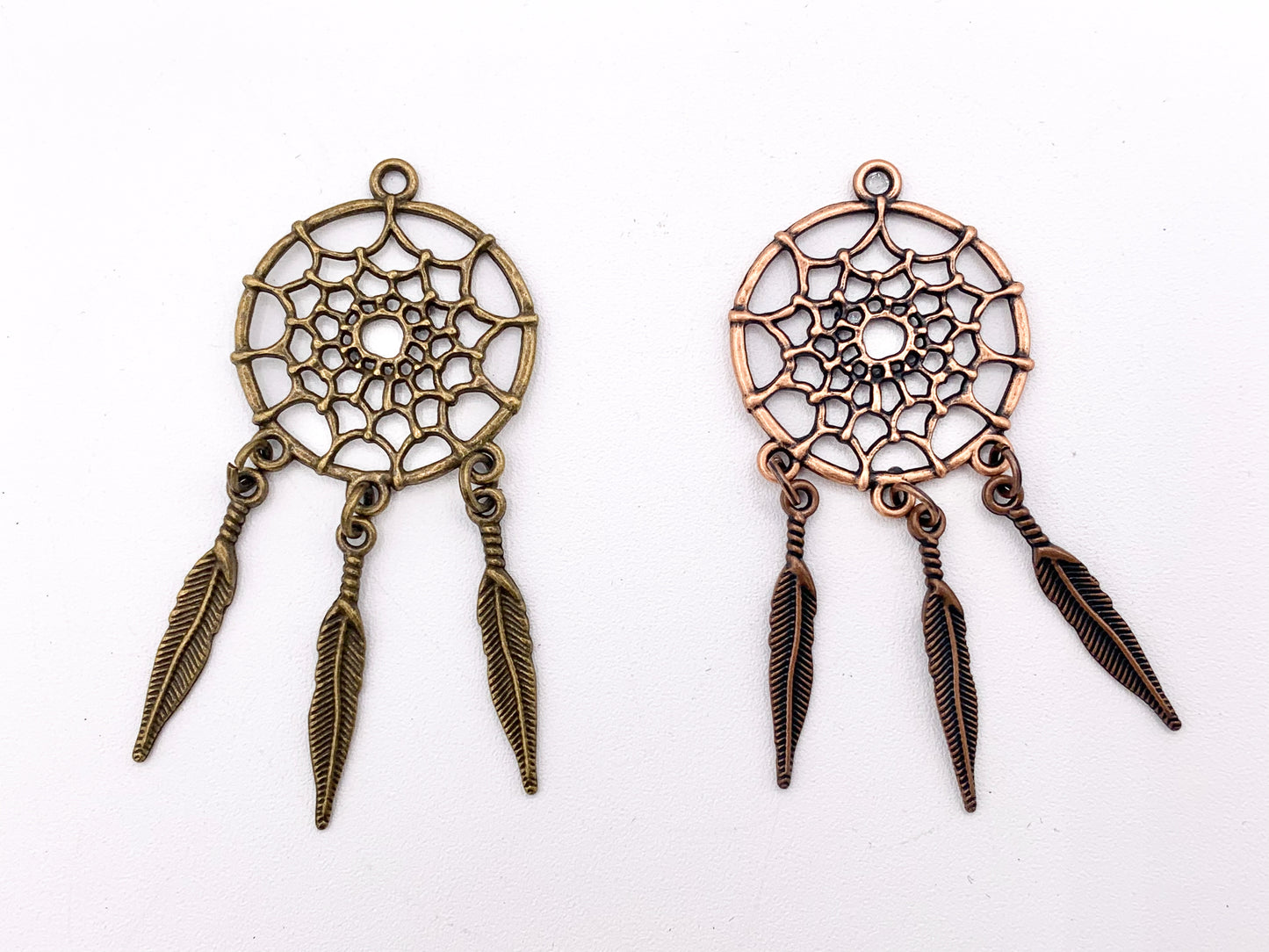 2.5 Inches Pewter Filigree Dream Catcher Pendants Bulk Order in Gold, Silver, Brass, Copper And Green Patina