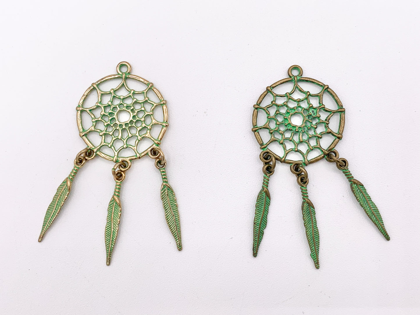 2.5 Inches Pewter Filigree Dream Catcher Pendants Bulk Order in Gold, Silver, Brass, Copper And Green Patina