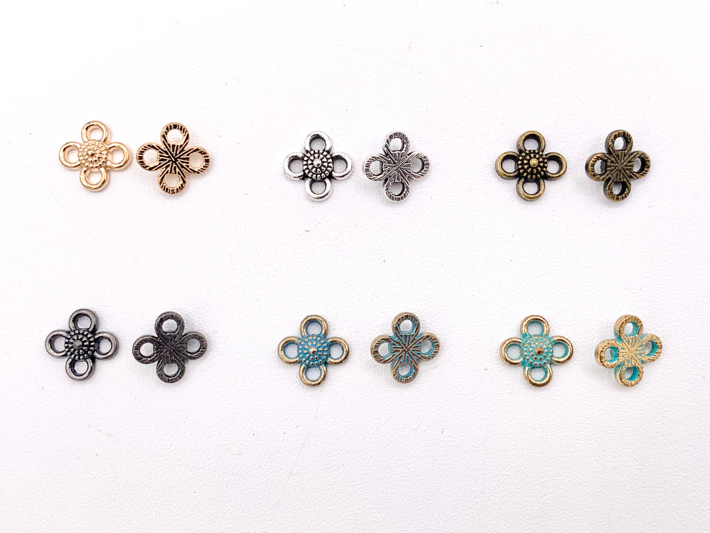 9mm Pewter Daisy Flower Charms Cute Tiny Flower Pendant in Gold, Silver, Bronze, Gunmetal and Patina Color
