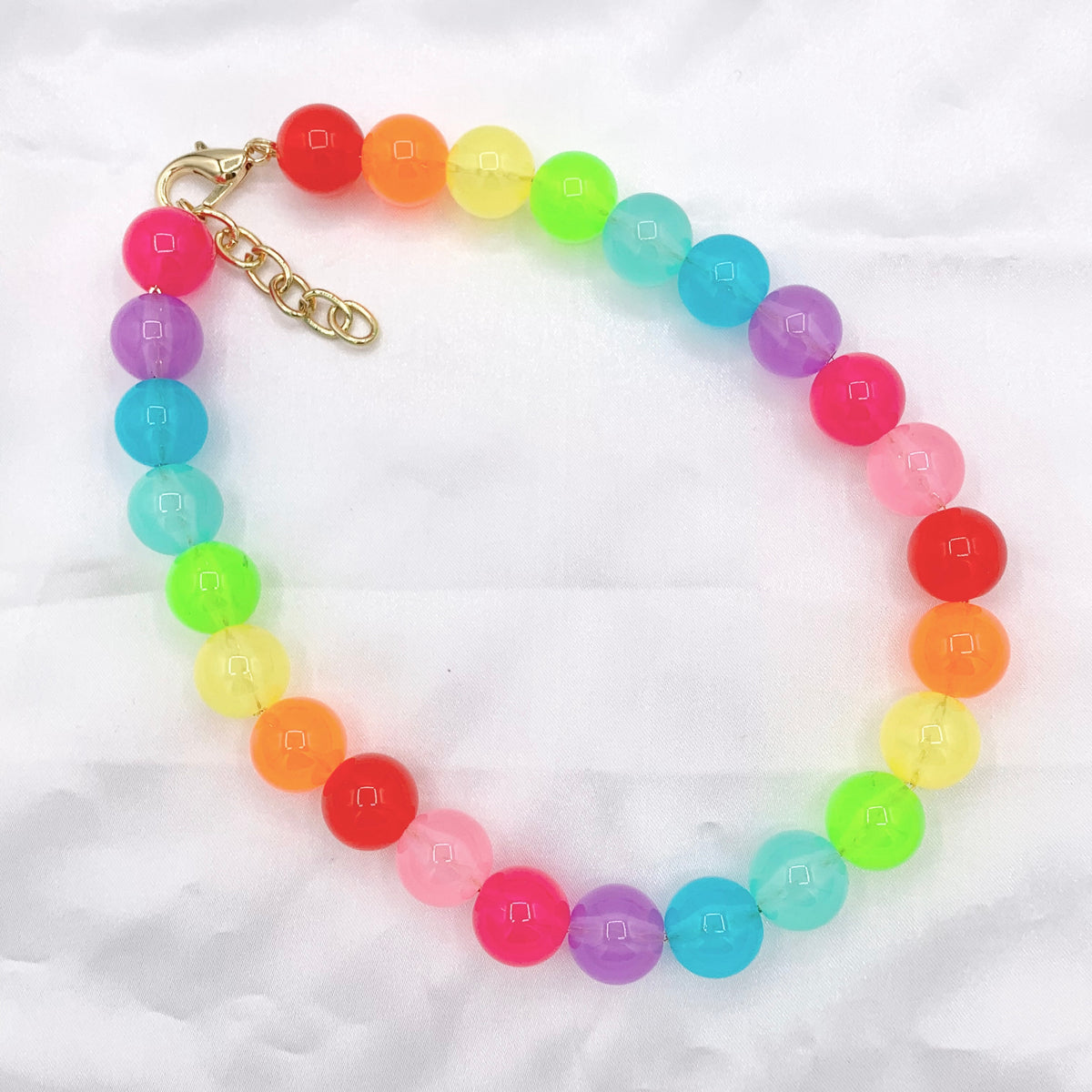 Chunky Large 15mm & 19mm Colorful Acrylic Beaded Necklace 17" + 1.5" Extension Link 1 PC