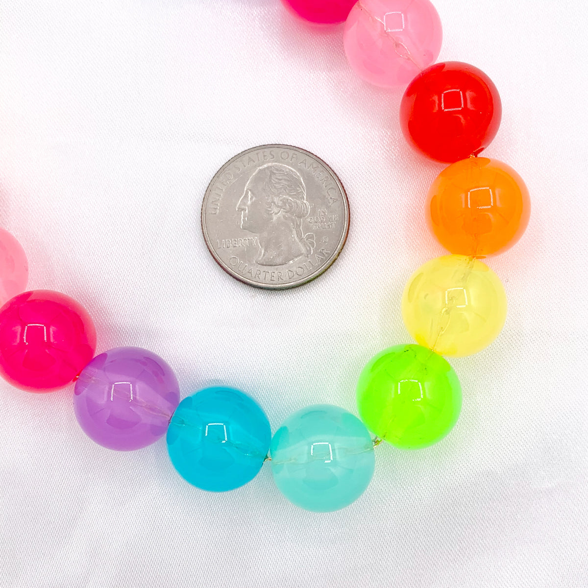 Chunky Large 15mm & 19mm Colorful Acrylic Beaded Necklace 17" + 1.5" Extension Link 1 PC