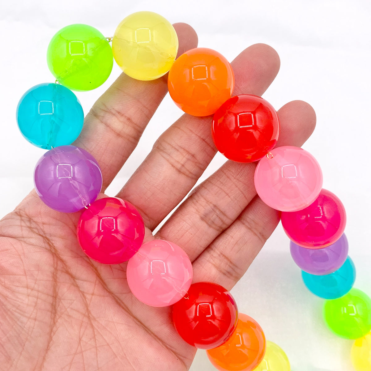 Chunky Large 15mm & 19mm Colorful Acrylic Beaded Necklace 17" + 1.5" Extension Link 1 PC
