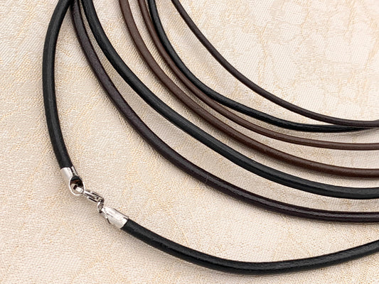 Genuine Greek Cow Leather Necklace With 925 Sterling Silver Clasps | Sturdy And Long Lasting Leather Necklaces 16" 18" 20"