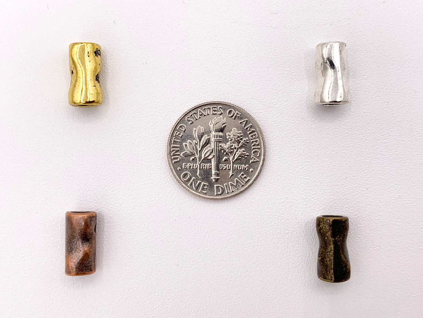 6x11mm Pewter Tube Large Hole Barrel Spacer Beads Gold, Silver, Bronze, Copper Bulk Order 125 grams