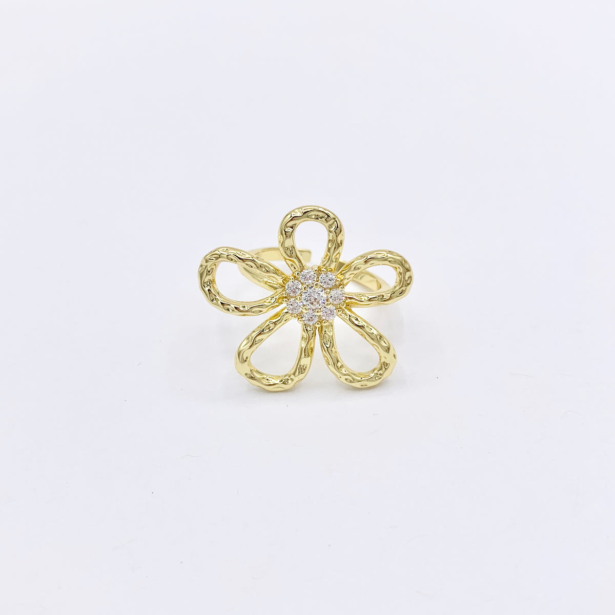 Minimalist Flower Daisy Adjustable Rings in 18K Gold Plated Copper 4 PCS