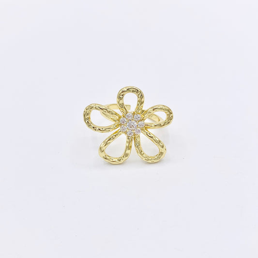 Minimalist Flower Daisy Adjustable Rings in 18K Gold Plated Copper 4 PCS
