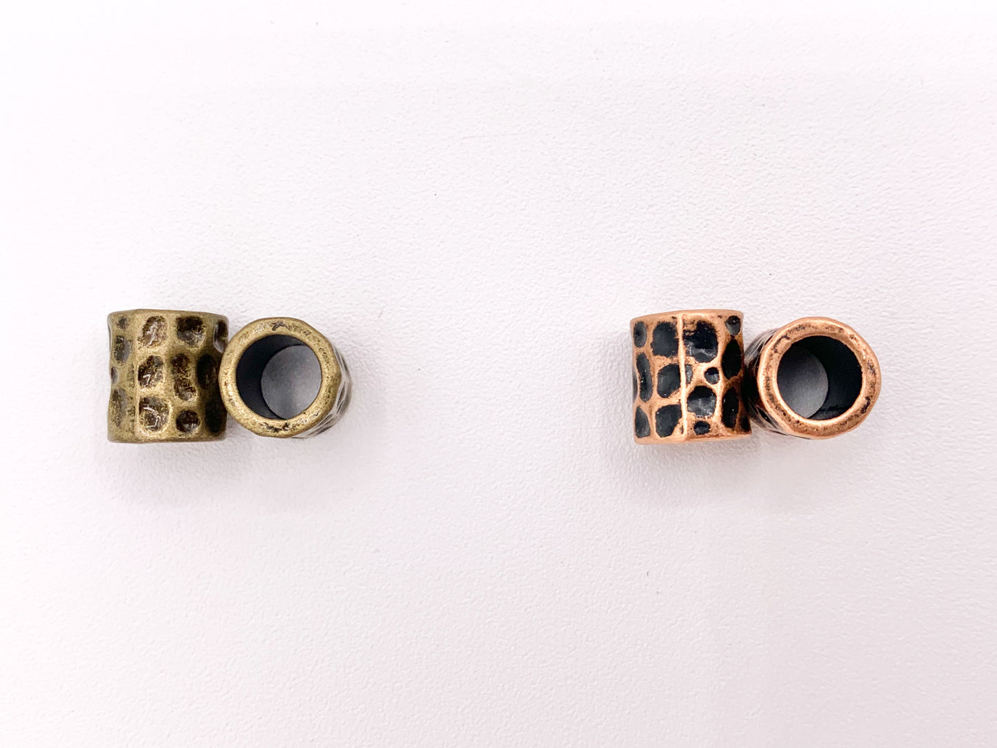 9x10mm Tubo martillado de peltre Agujero grande Barril Espaciador Cuentas Oro, Oro claro, Plata, Bronce, Cobre y Gunmetal Pedido a granel 125 gramos