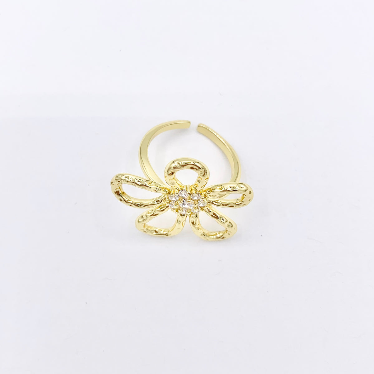 Minimalist Flower Daisy Adjustable Rings in 18K Gold Plated Copper 4 PCS