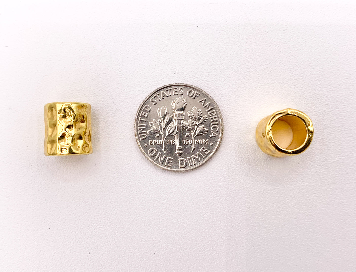 9x10mm Tubo martillado de peltre Agujero grande Barril Espaciador Cuentas Oro, Oro claro, Plata, Bronce, Cobre y Gunmetal Pedido a granel 125 gramos