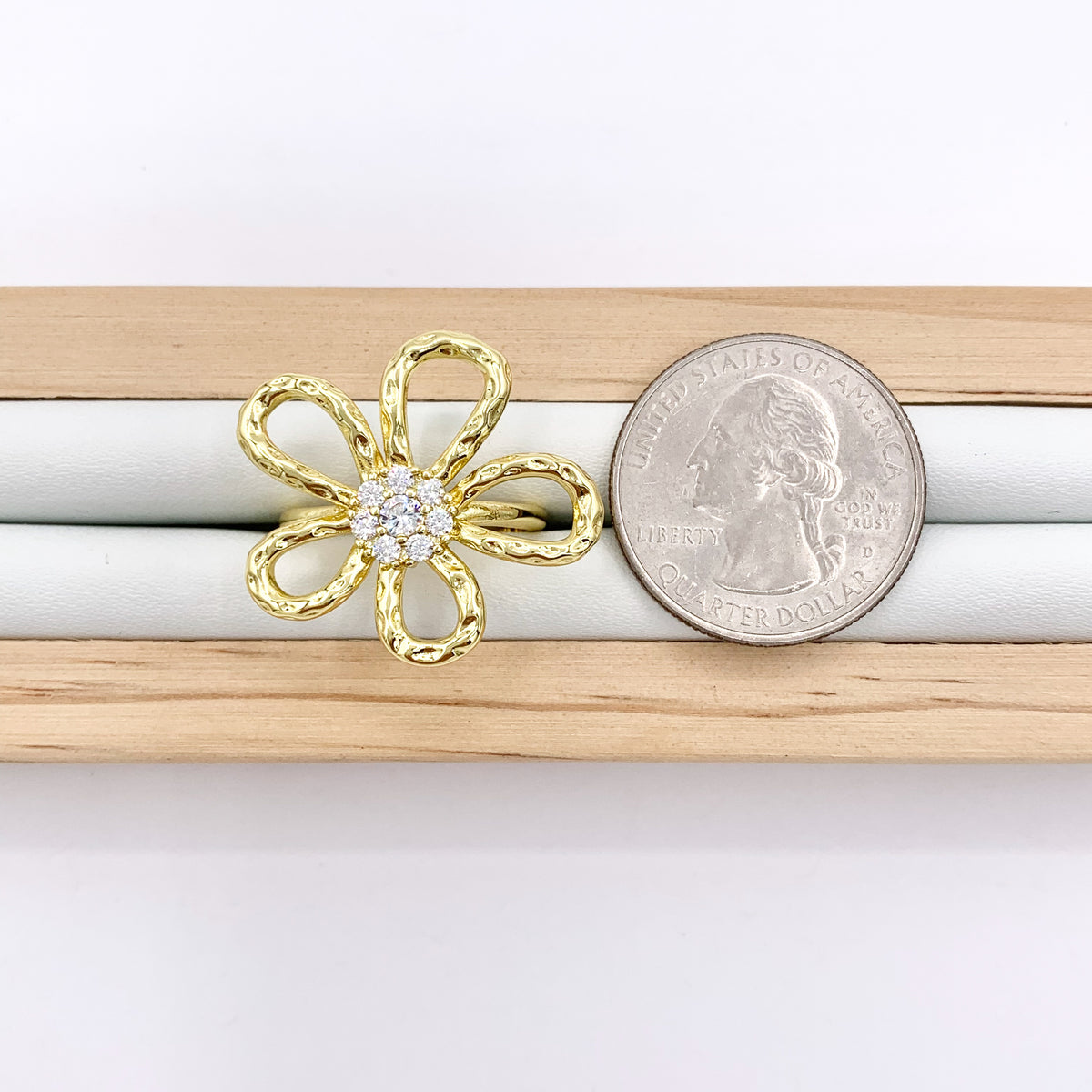 Minimalist Flower Daisy Adjustable Rings in 18K Gold Plated Copper 4 PCS