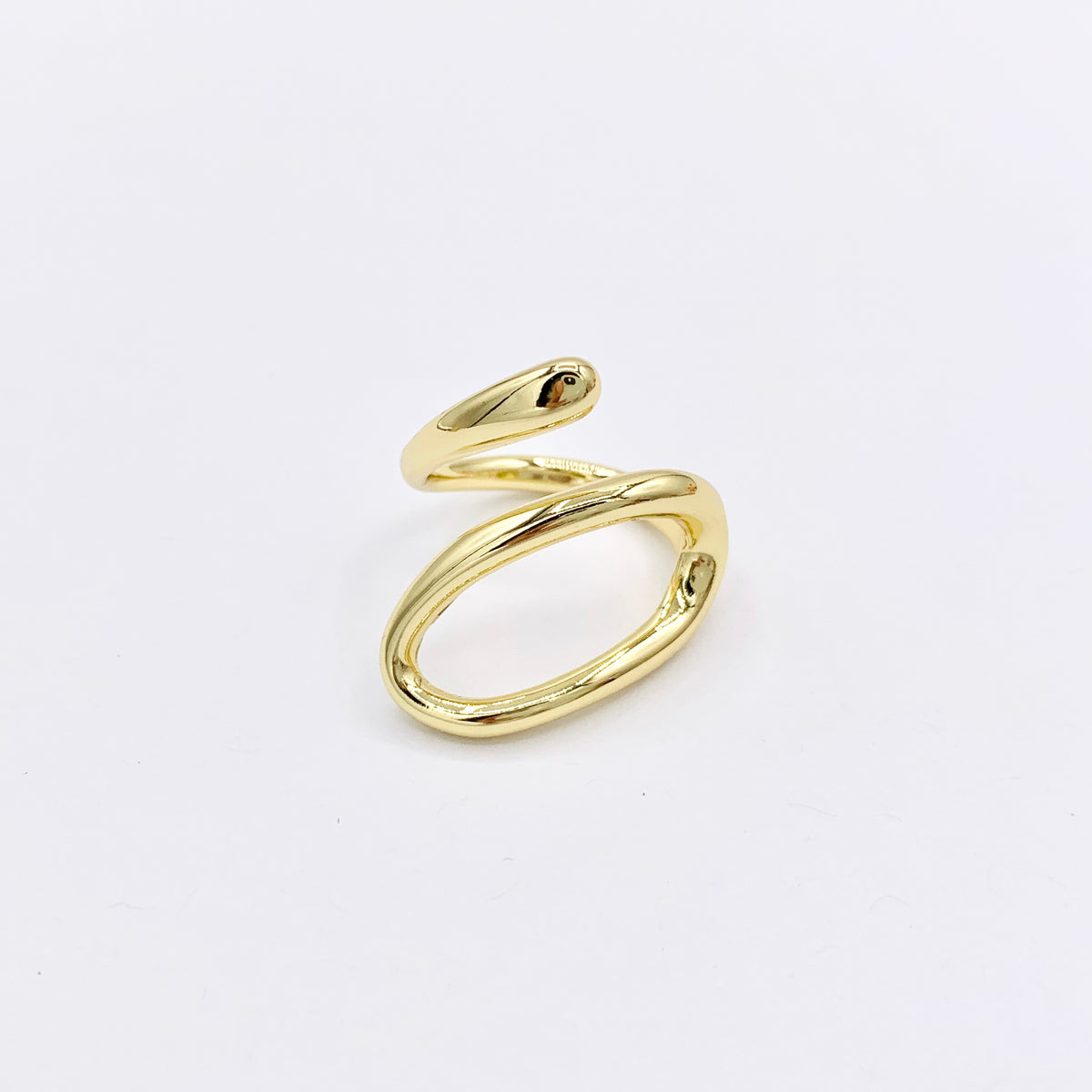 Front Open Geometric Curved Oval Ring in Real Gold 18K Plated Copper Adjustable Ring5 PCS