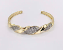 Load image into Gallery viewer, 2 Tone Minimalist Twisted Adjustable Bangle in Gold/Silver Plated over Brass 1 PC
