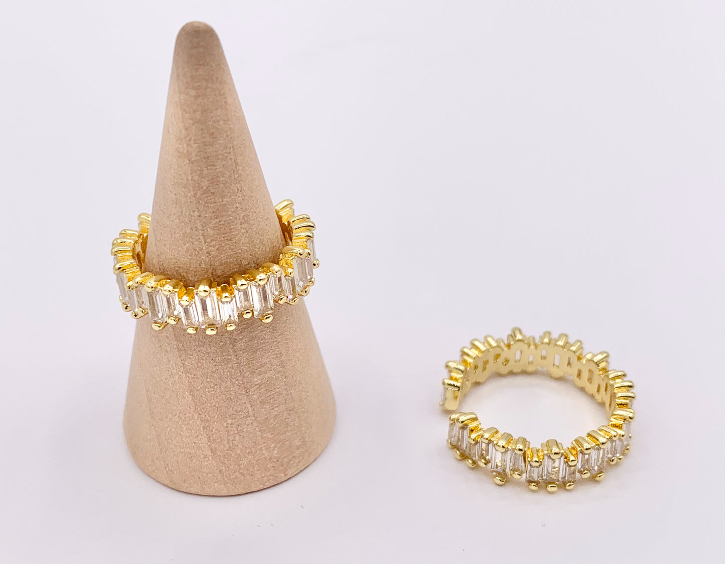 Glamourous Rhinestone Bridal Style Adjustable Rings in 18K Gold Plated Copper 5 PCS