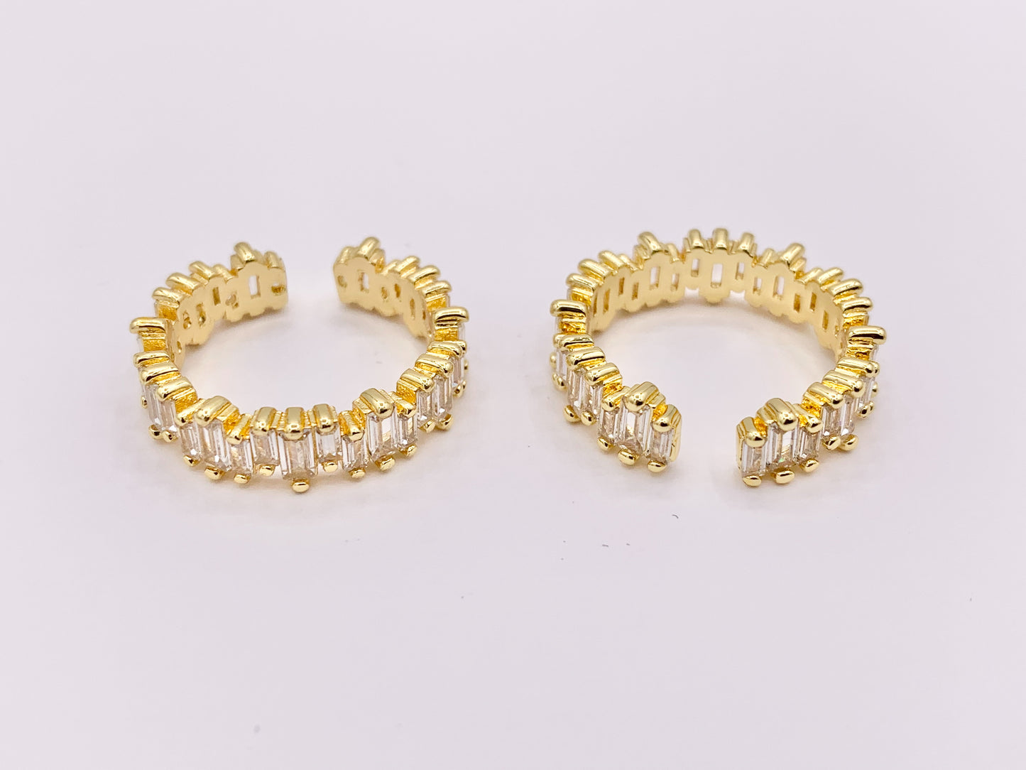 Glamourous Rhinestone Bridal Style Adjustable Rings in 18K Gold Plated Copper 5 PCS