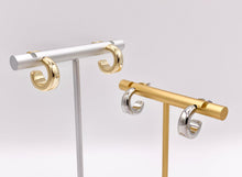 Load image into Gallery viewer, Minimalist Plain Thick Earring Hoops in 18K Gold/Silver Plated Over Brass  5 PAIRS
