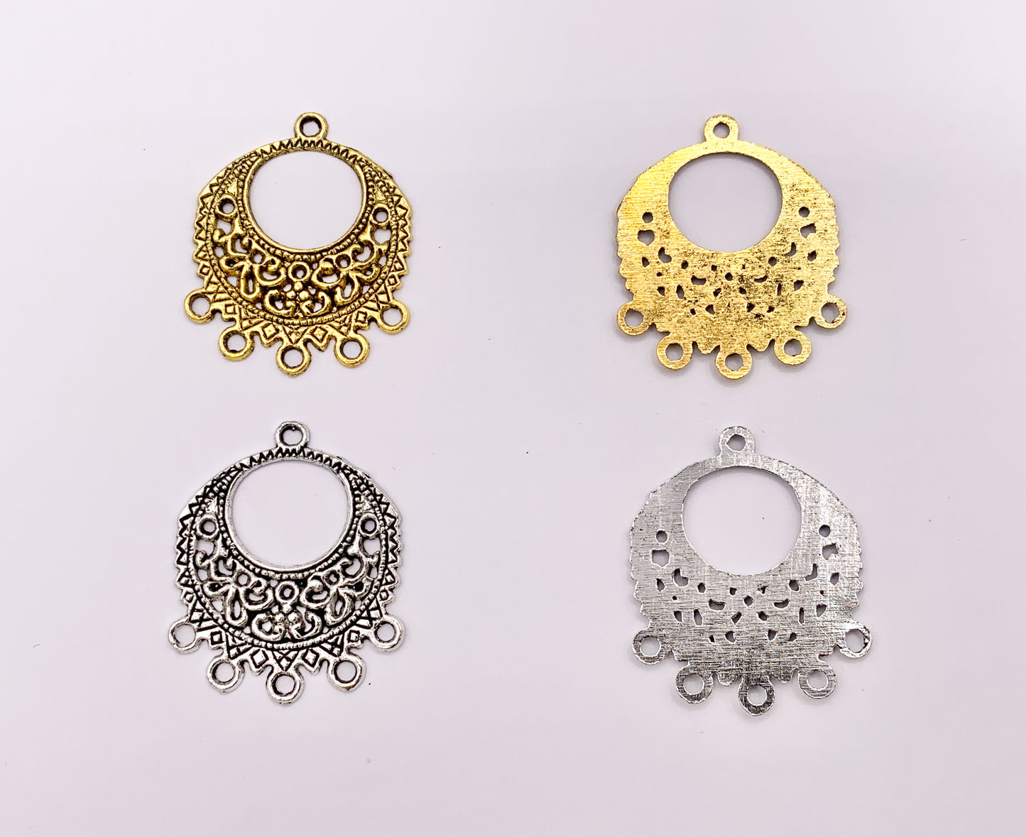 27x32mm Pewter Filigree Circle Connector Pendants Earring Component in Gold, Silver, Brass and Copper Color 125g