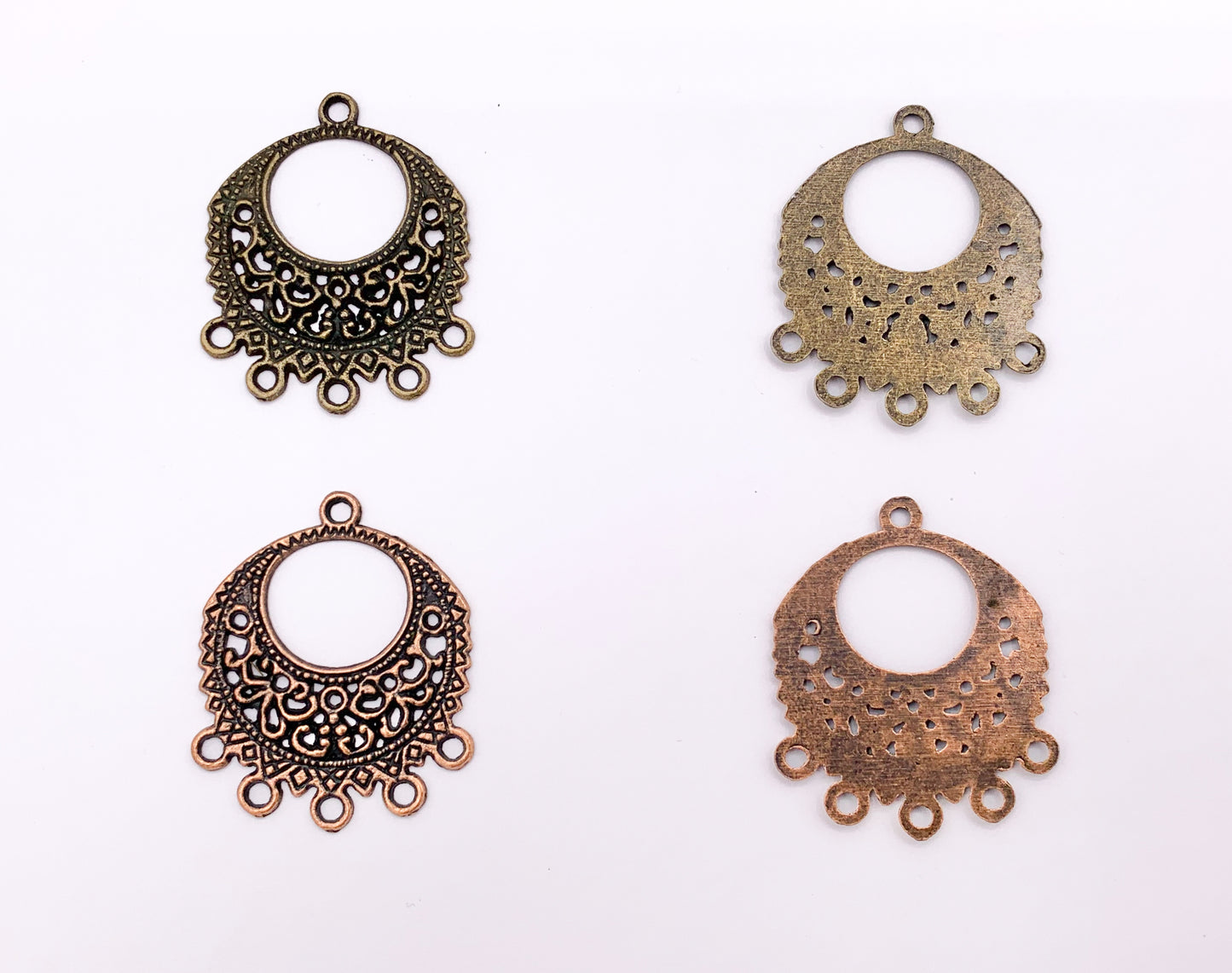 27x32mm Pewter Filigree Circle Connector Pendants Earring Component in Gold, Silver, Brass and Copper Color 125g