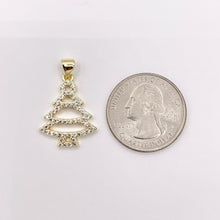 Load image into Gallery viewer, Christmas Tree Charm Holiday Pendant in Real Gold 18K Plated Micro CZ Pave Over Copper 6 PCS

