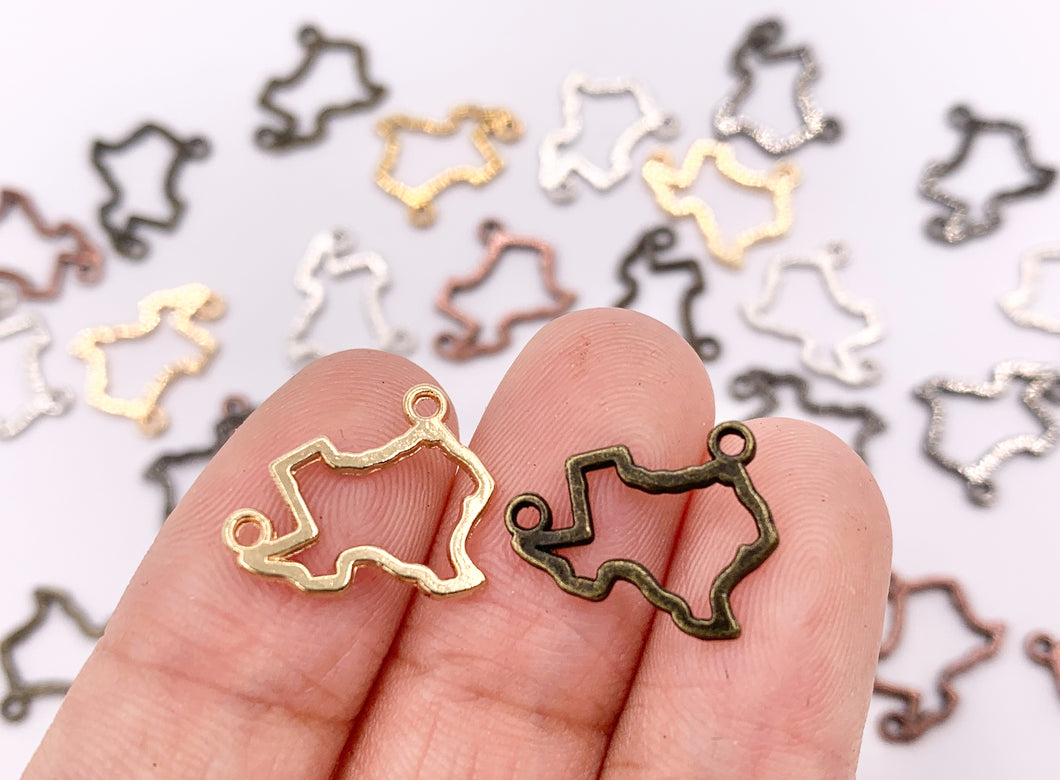 12x14mm Pewter Cute Tiny Hollow Texas State Charm in Gold, Silver, Brass, Copper and Gunmetal 80 PCS