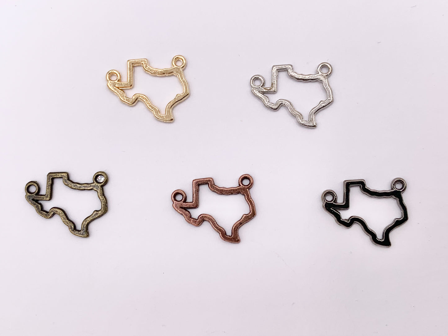 12x14mm Pewter Cute Tiny Hollow Texas State Charm in Gold, Silver, Brass, Copper and Gunmetal 80 PCS