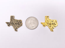 Load image into Gallery viewer, 29x31mm Pewter Texas State Charms in Gold, Matte Gold, Matte Silver, Brass, Copper, Gunmetal and Patina
