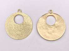 Load image into Gallery viewer, 2&quot; Pewter Center Cut Out Curved Large Circle Pendants in Matte Gold, Silver, Brass 4PCS
