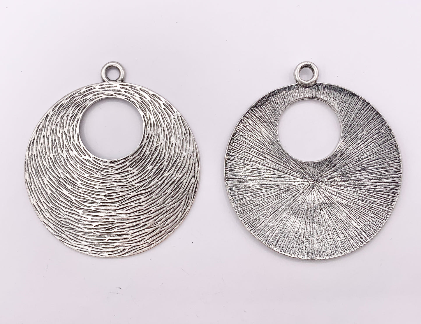 2" Pewter Center Cut Out Curved Large Circle Pendants in Matte Gold, Silver, Brass 4PCS