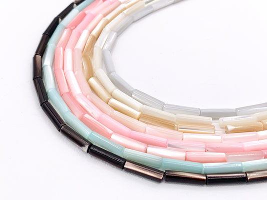 4x14mm Natural Trocas/Trochidae Shell Tube Beads Mosaic Cylinder Beads Around 15" Available in 8 Colors