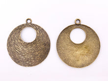 Load image into Gallery viewer, 2&quot; Pewter Center Cut Out Curved Large Circle Pendants in Matte Gold, Silver, Brass 4PCS
