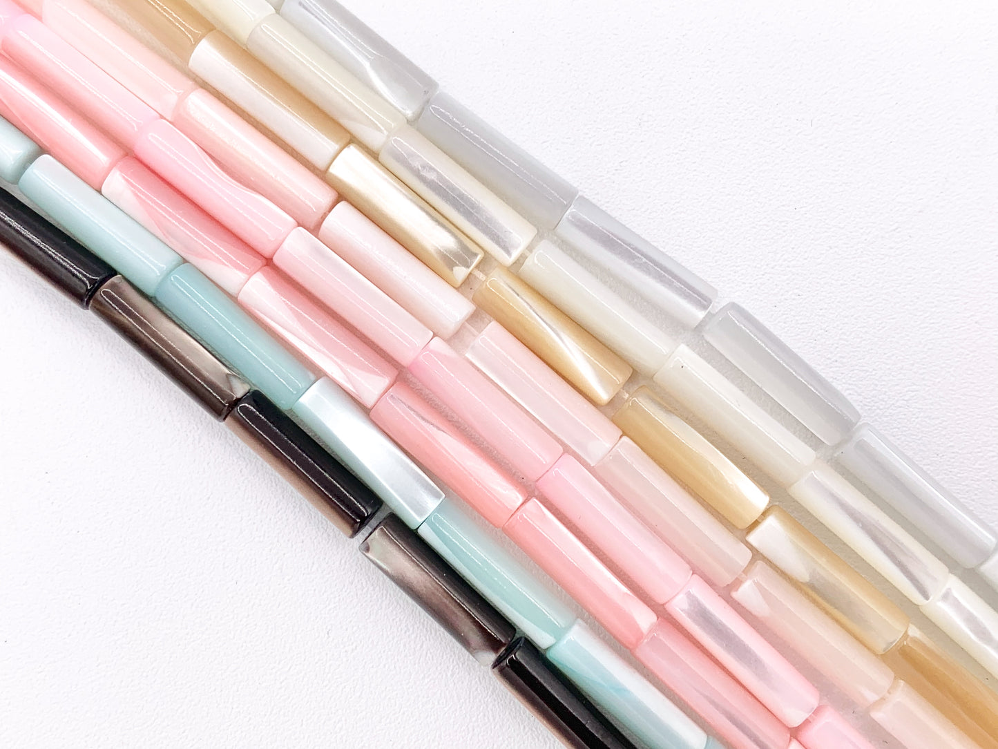 4x14mm Natural Trocas/Trochidae Shell Tube Beads Mosaic Cylinder Beads Around 15" Available in 8 Colors