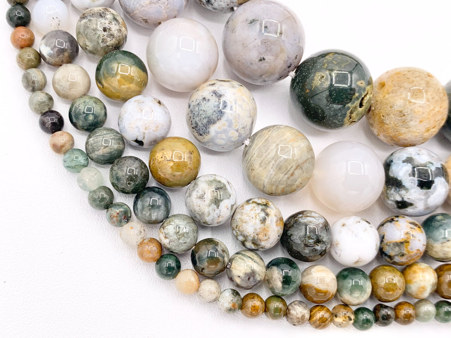 Natural Ocean Jasper Round Smooth Shiny Natural Gemstone Beads For Men/Women's Jewelry Making 15"-16" 3mm 4mm 6mm 8mm 10mm 12mm