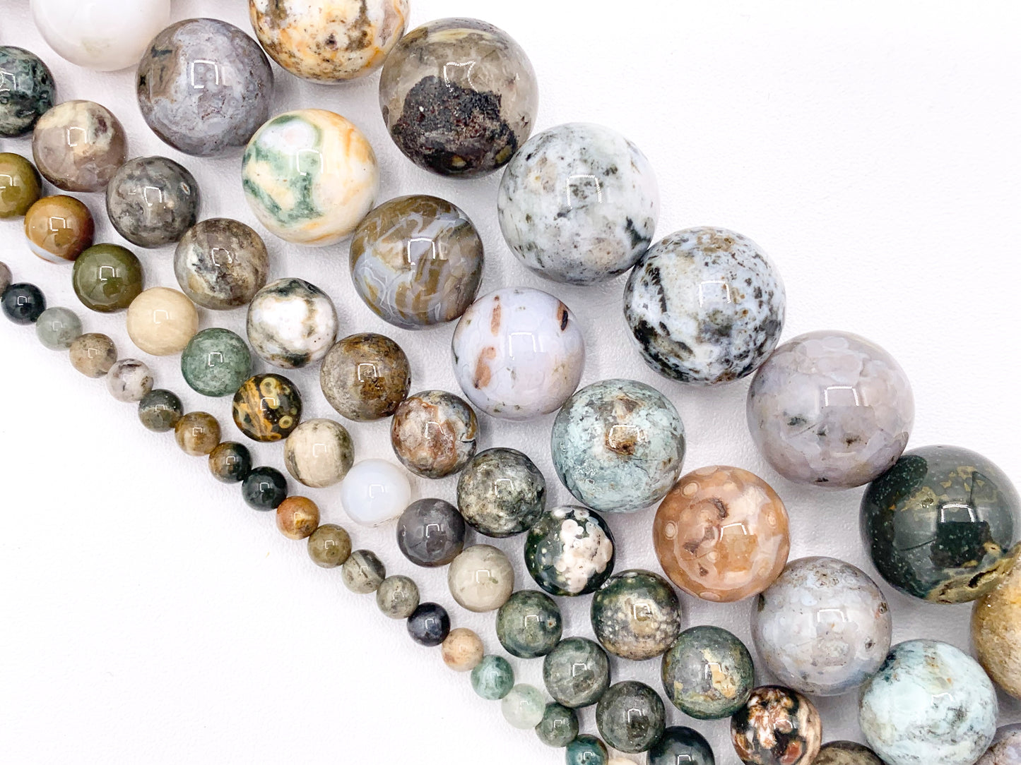 Natural Ocean Jasper Round Smooth Shiny Natural Gemstone Beads For Men/Women's Jewelry Making 15"-16" 3mm 4mm 6mm 8mm 10mm 12mm