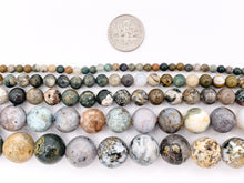 Cargar imagen en el visor de la galería, Natural Ocean Jasper redondo liso brillante cuentas de piedras preciosas naturales para hombres/mujeres joyería haciendo 15 &quot;-16&quot; 3 mm 4 mm 6 mm 8 mm 10 mm 12 mm
