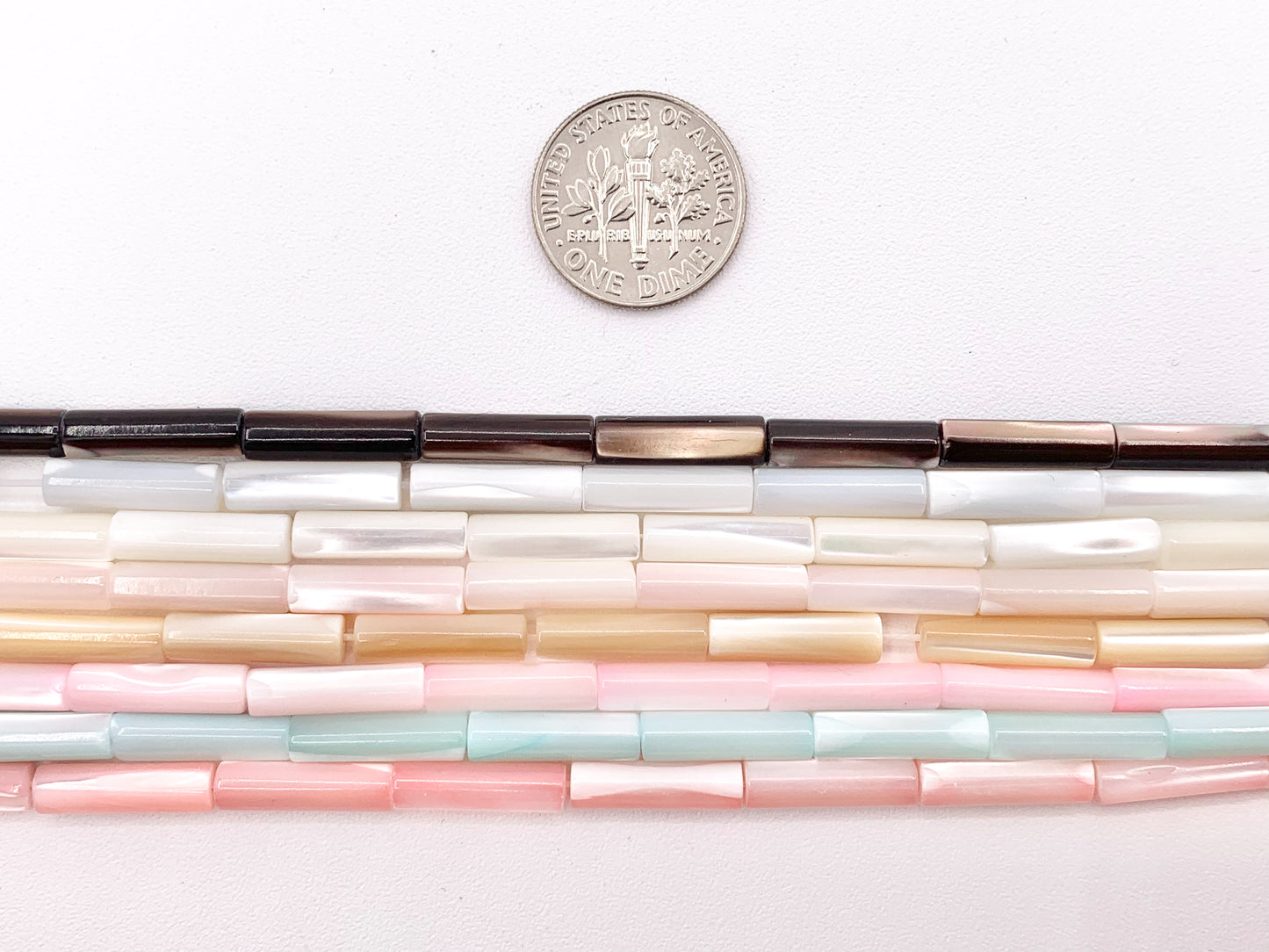 4x14mm Natural Trocas/Trochidae Shell Tube Beads Mosaic Cylinder Beads Around 15" Available in 8 Colors