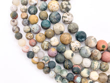 Load image into Gallery viewer, Matte Natural Ocean Jasper Round Smooth Natural Gemstone Beads For Men/Women&#39;s Jewelry Making 15&quot;-16&quot; 6mm 8mm 10mm
