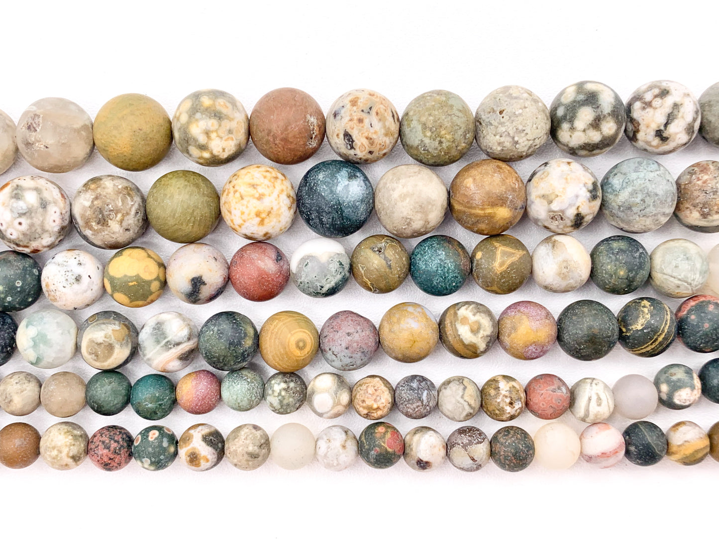 Matte Natural Ocean Jasper Round Smooth Natural Gemstone Beads For Men/Women's Jewelry Making 15"-16" 6mm 8mm 10mm