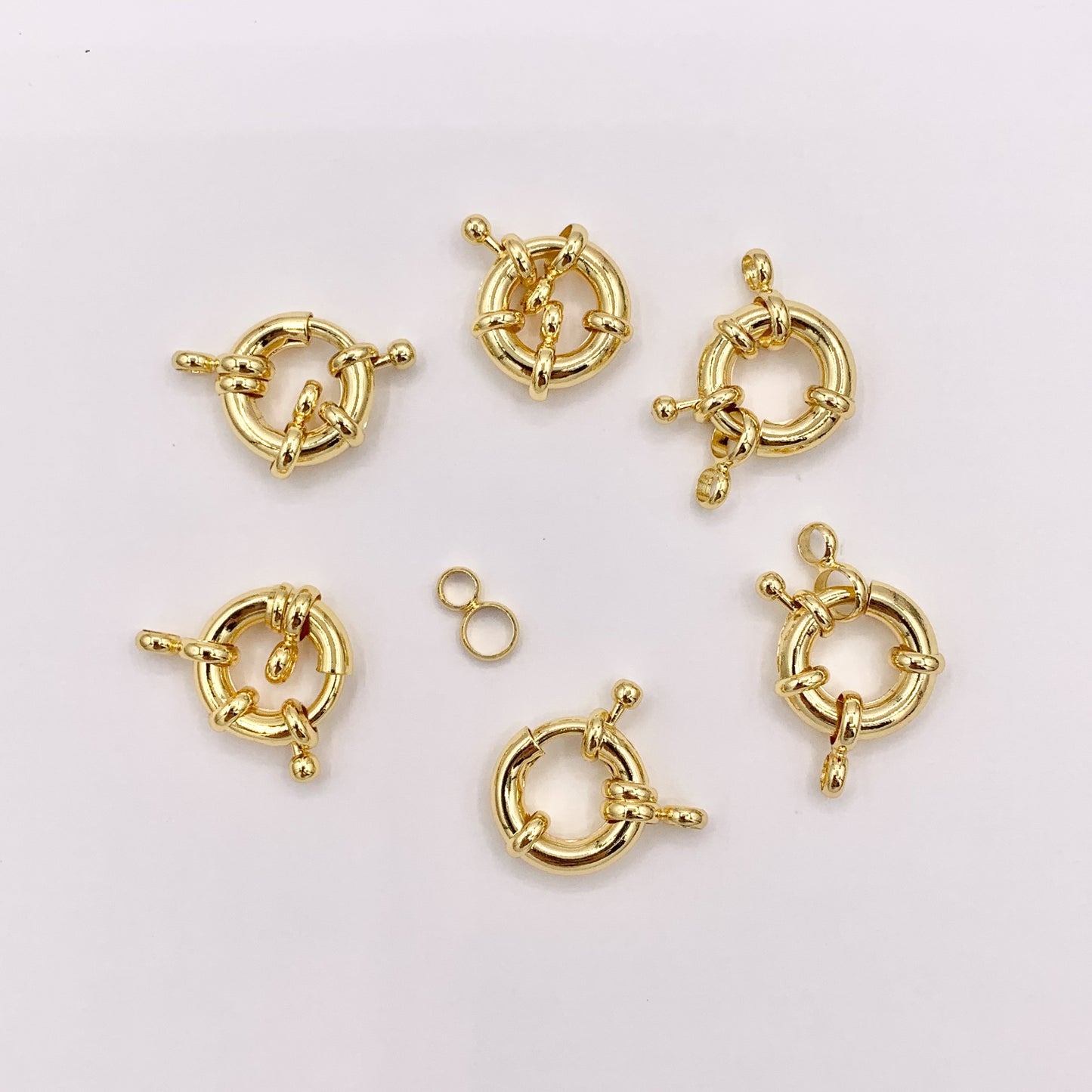Large Circle Spring Ring Clasps Designed Spring Clasp in 18K Gold Plated Copper 10 PCS