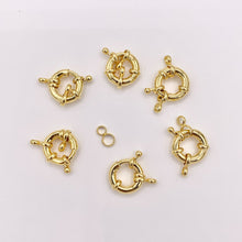 Cargar imagen en el visor de la galería, Large Circle Spring Ring Clasps Designed Spring Clasp in 18K Gold Plated Copper 10 PCS
