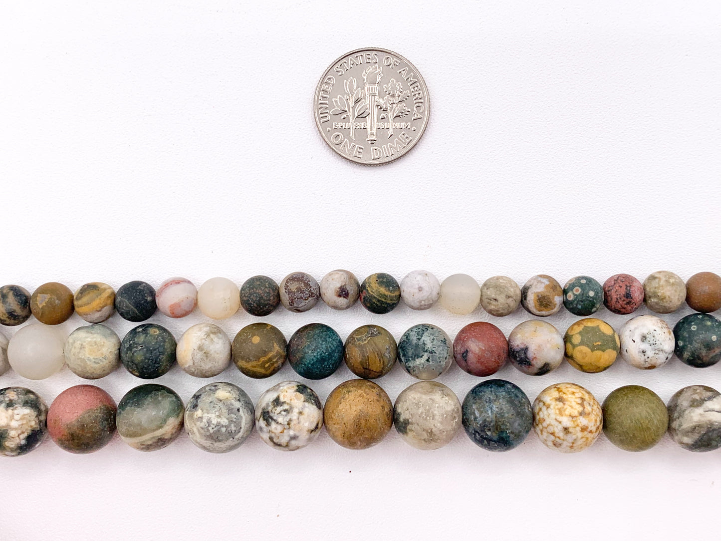 Matte Natural Ocean Jasper Round Smooth Natural Gemstone Beads For Men/Women's Jewelry Making 15"-16" 6mm 8mm 10mm