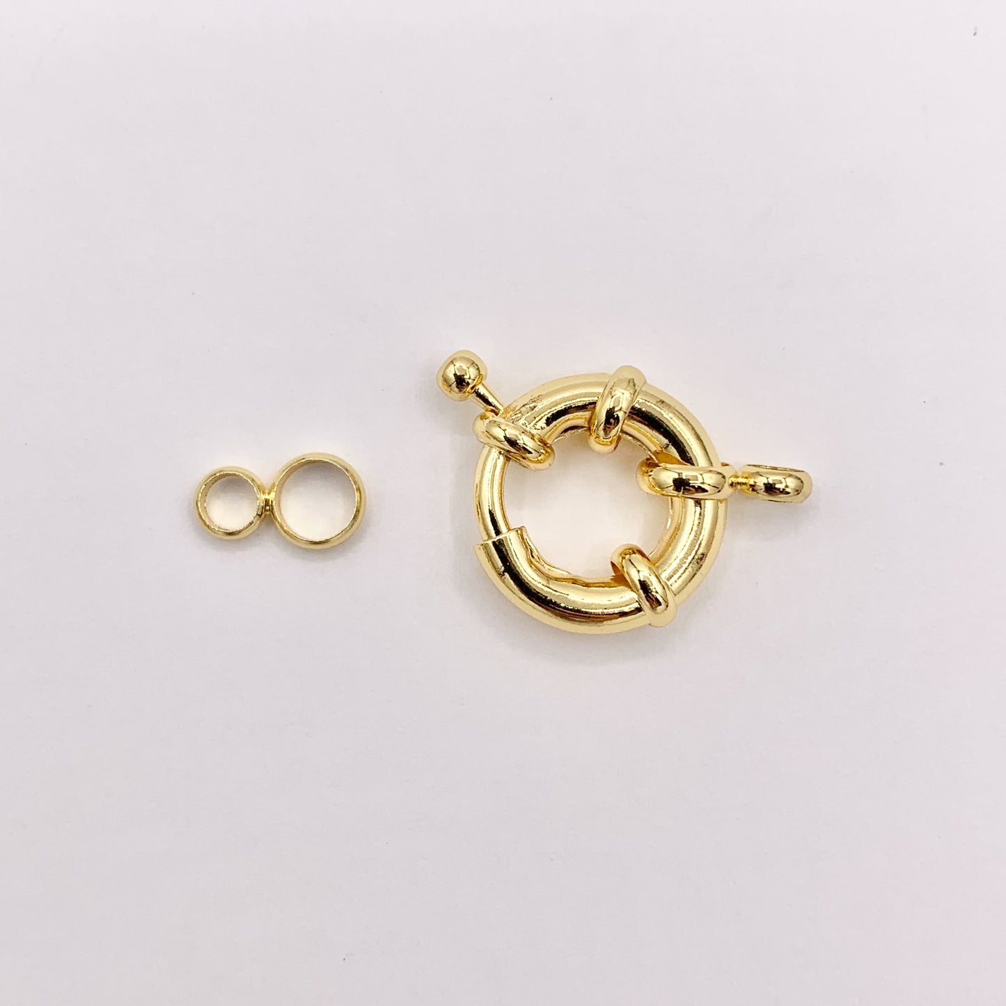 Large Circle Spring Ring Clasps Designed Spring Clasp in 18K Gold Plated Copper 10 PCS