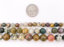 Cargar imagen en el visor de la galería, Natural Ocean Jasper redondo brillante facetado cuentas de piedras preciosas naturales para hombres/mujeres fabricación de joyas 15 &quot;-16&quot; 6 mm 8 mm 10 mm
