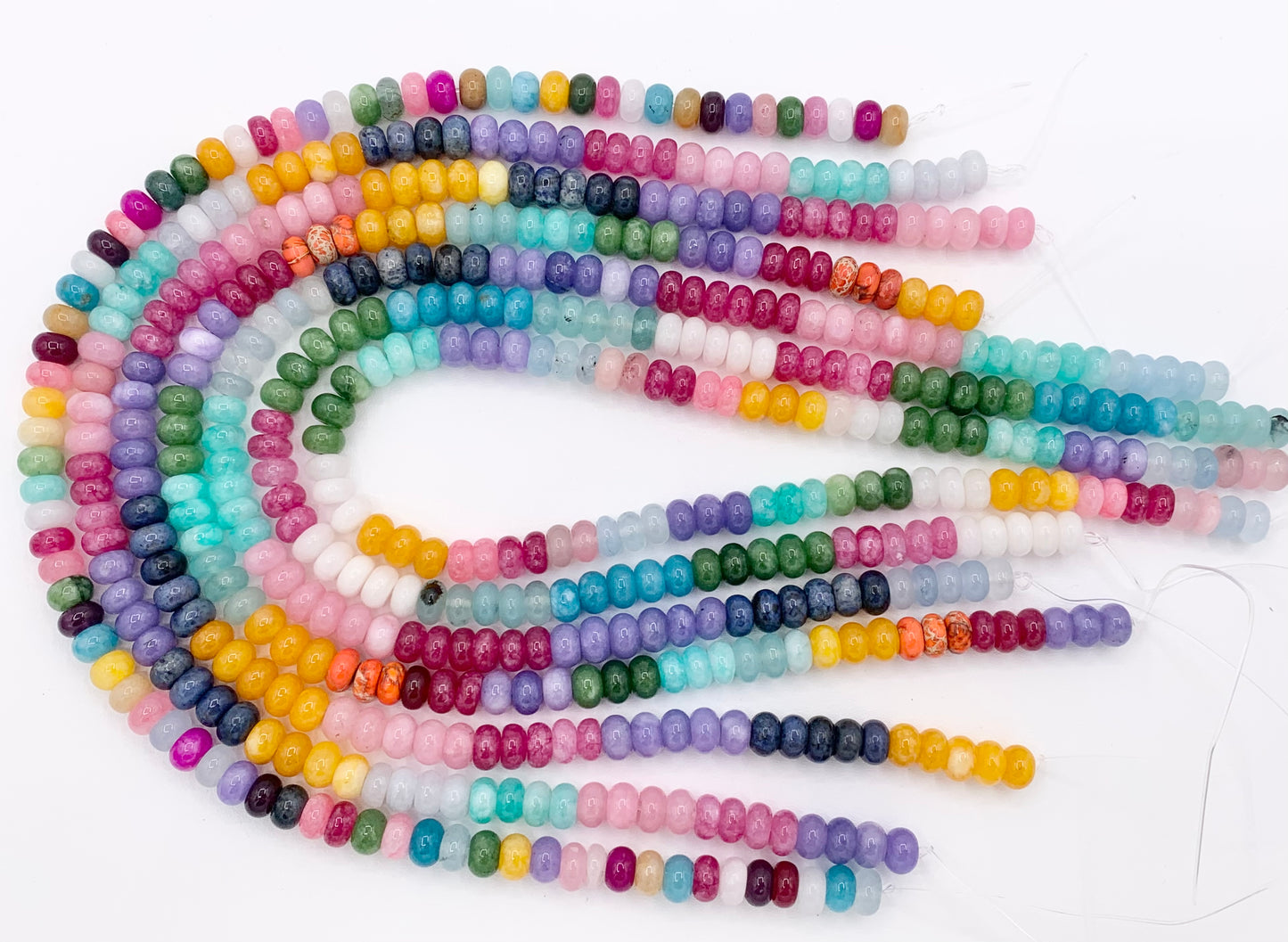 5x8mm Beautiful Mixed Color Quartz Smooth Rondelle Beads | Multicolor Dyed Jade, Jasper And Quartz Beads Natural Stone Beads Around 15"