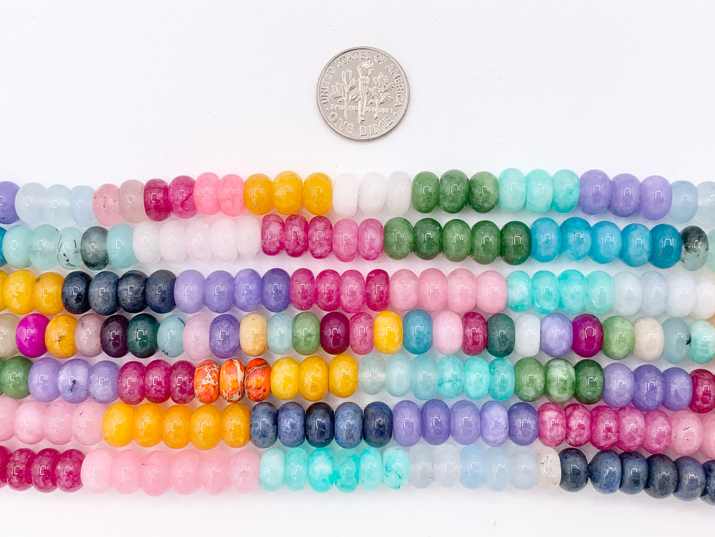 5x8mm Beautiful Mixed Color Quartz Smooth Rondelle Beads | Multicolor Dyed Jade, Jasper And Quartz Beads Natural Stone Beads Around 15"