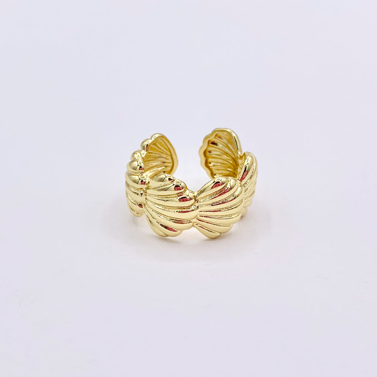 Thick Shell Shape Adjustable Ring in Real Gold 18K Plated Over Copper 5 PCS