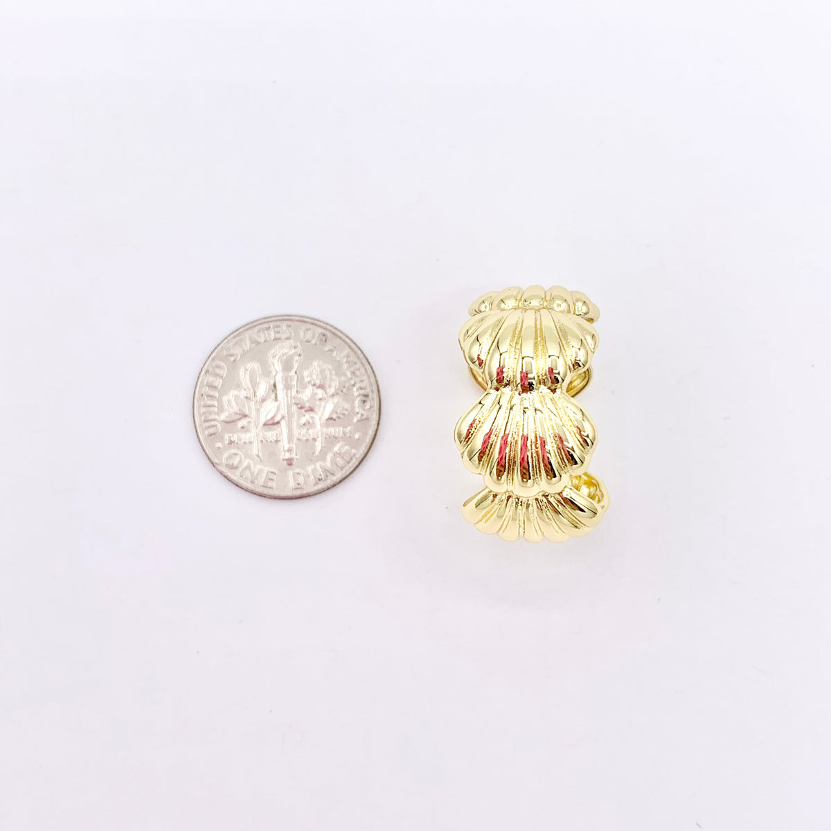 Thick Shell Shape Adjustable Ring in Real Gold 18K Plated Over Copper 5 PCS