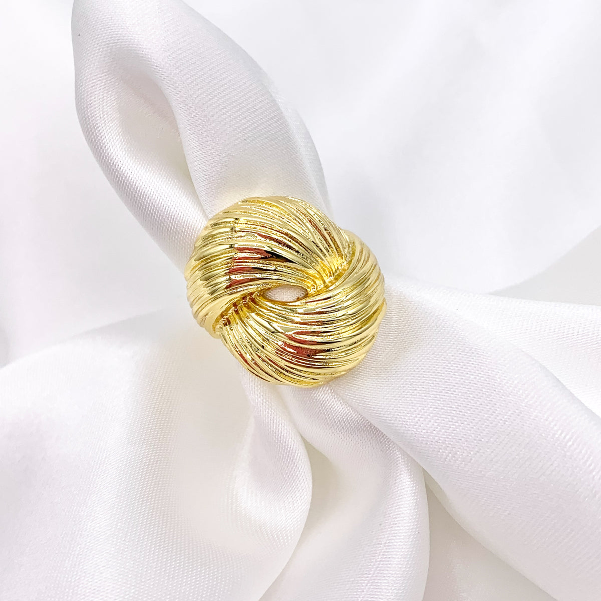 Thick Wrap Adjustable Ring in Real Gold 18K Plated Copper 5 PCS